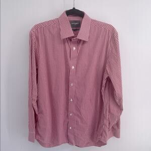 Bonobos Stretch Slim Fit gingham check plaid long sleeve dress shirt sz 16/35
